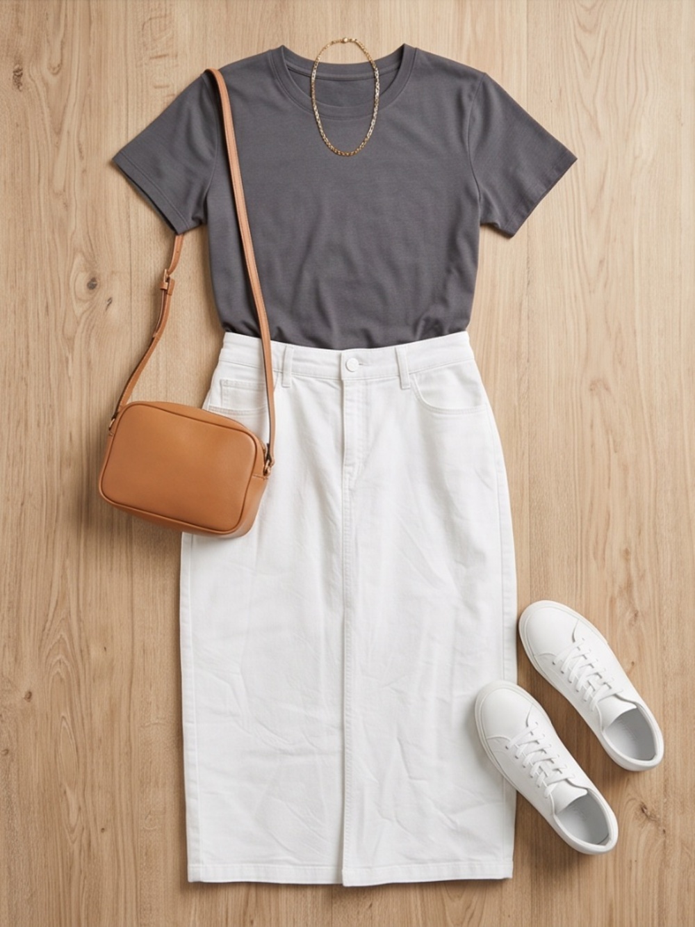White Plus Size Denim Maxi Skirt